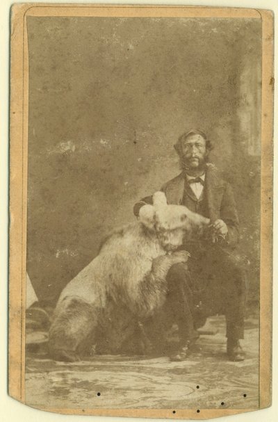 James Capen Grizzly Adams photographed with a Grizzly Bear by American Photographer